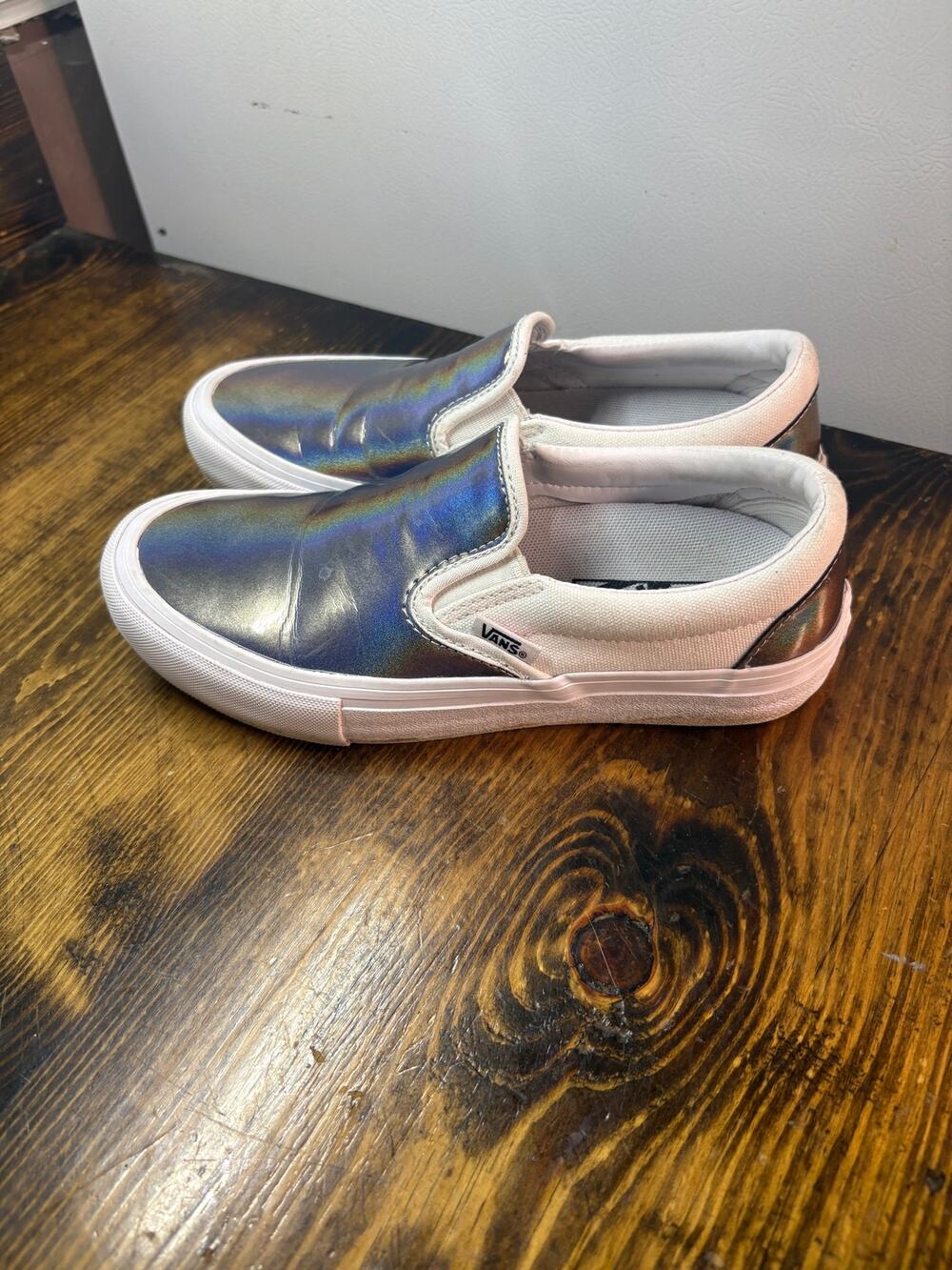 Vans Silver Iradescent Slip On Sneakers Size M5/W6.5